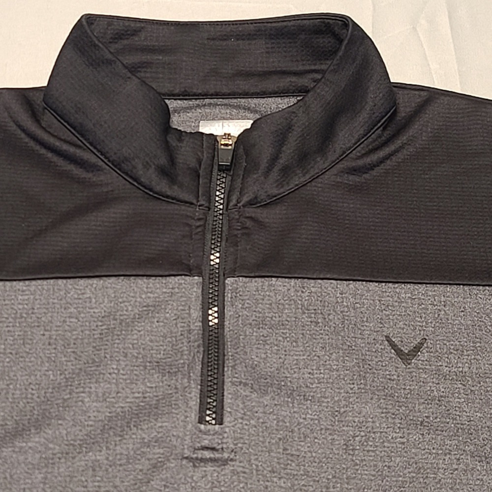 Callaway Opti-Dri Quarter Zip Pullover Mens XL Gray Black Golf‎ Athletic Top